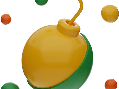 Decorative Ornament Set with Yellow Green Spherical Top Hook and Colorful Small Balls 3d model
