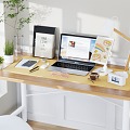 Nordic Style Desk and Chair Table and Chair Combination Simple Bright and Clean Desktop Decoration Combination Computer Decoration Cute Green Plant Potted Apple Mobile Phone Soft Light 3d model