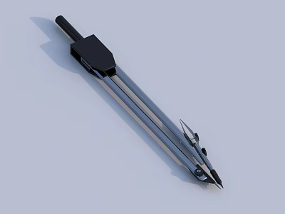 Metal Compass With Black Handle And Pointed Tips For Drawing 3d model