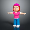 Cartoon Girl With Pink Cap Pink T-shirt And Blue Pants Arms Outstretched