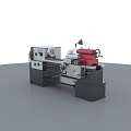 Industrial Lathe Machine With Red Gray Design Control Panel And Rotating Components 3d model