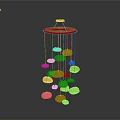 Modern Decorative Chandelier With Wooden Top And Hanging Gold Silver Orbs