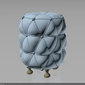 Light Blue Ottoman With Diamond Stitching And Short Wooden Legs Design