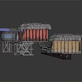 Miniature Model Train With Multiple Carriages And Station Platform Structure