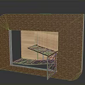 Architectural Brick Wall Structure With Central Opening And Metal Support Frame 3d model
