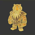Cartoon Tiger Character In Tribal Warrior Outfit With Sharp Tooth Decoration