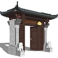 Chinese Gate Patio Door 3d model