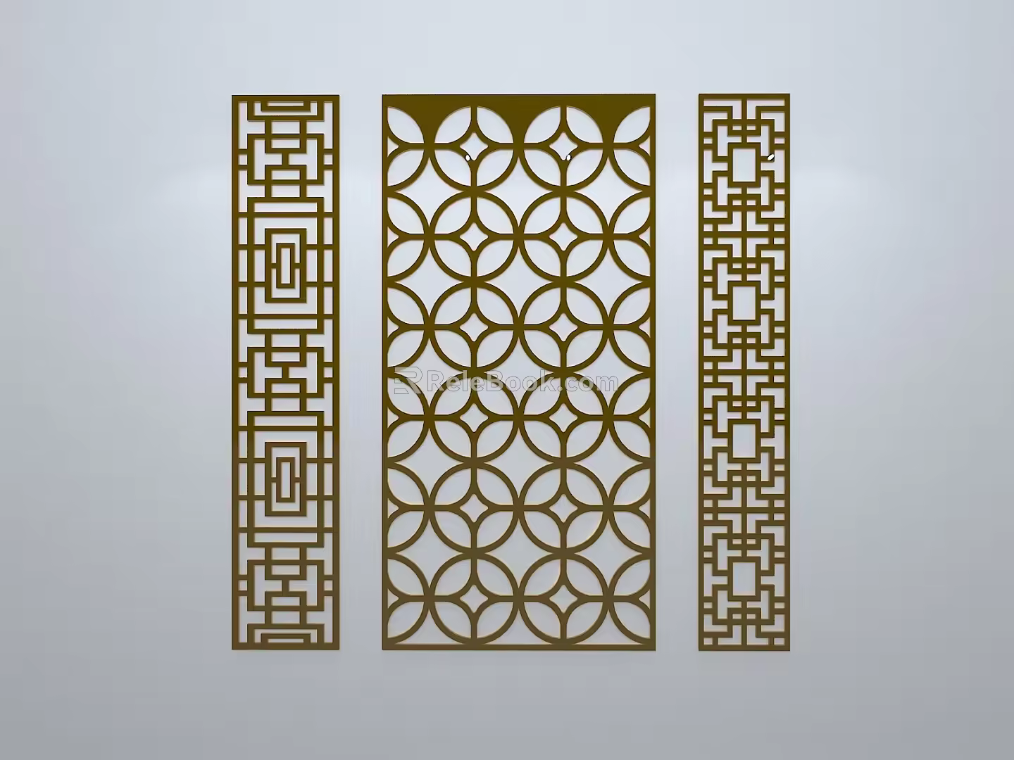 Chinese-style window grilles silhouette pane window sill border openwork window 3d model