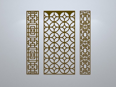 Chinese-style window grilles silhouette pane window sill border openwork window 3d model