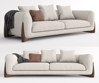 Modern double sofa three-seat sofa 3d model