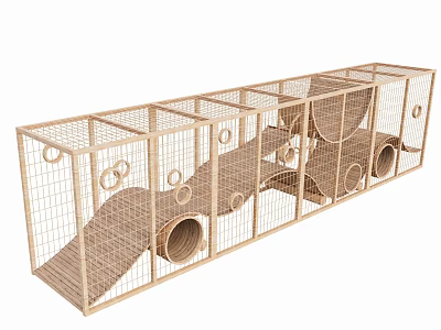 Fun Kids Play Area With Wooden Tunnels Netting And Interactive Sections 3d model