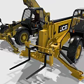 JCB Heavy Duty Construction Machinery With Fork Attachments And Yellow Exterior