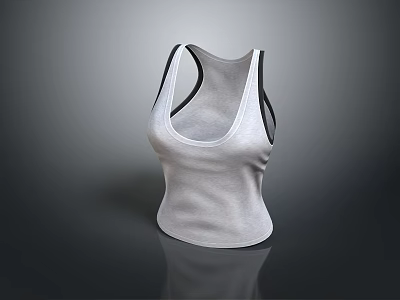 White Tank Top with Black Straps Fitted Design for Casual Everyday Wear 3d model