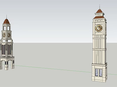 Traditional Clock Towers With Spire Arched Windows And Classic Architectural Design 3d model