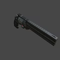Black Revolver With Blue Glowing Accents Modern Metallic Finish And Futuristic Design