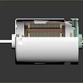 Electric Motor Internal Structure Cross Section View With Coils Rotor And Metallic Housing