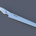 Sleek Silver Serrated Kitchen Knife With Ergonomic Handle And Sharp Blade 3d model
