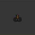 Retro Sci Fi Weapon With Orange Grip Brown Stock And Drum Magazine