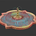 Petal Shaped Garden Ornament Fountain With Blue Water And Central Statue