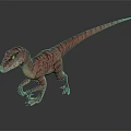 Realistic Red Velociraptor Dinosaur 3D Render In Walking Pose With Detailed Texture 3d model