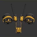 Yellow Black Futuristic Flying Robot With Large Circular Propellers And Mechanical Structure