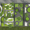 Garden Landscaping Features Circular Patterns Curved Paths And Geometric Green Spaces 3d model