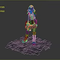 Steampunk Style Female 3D Character With Goggles Standing On Metal Shard Platform