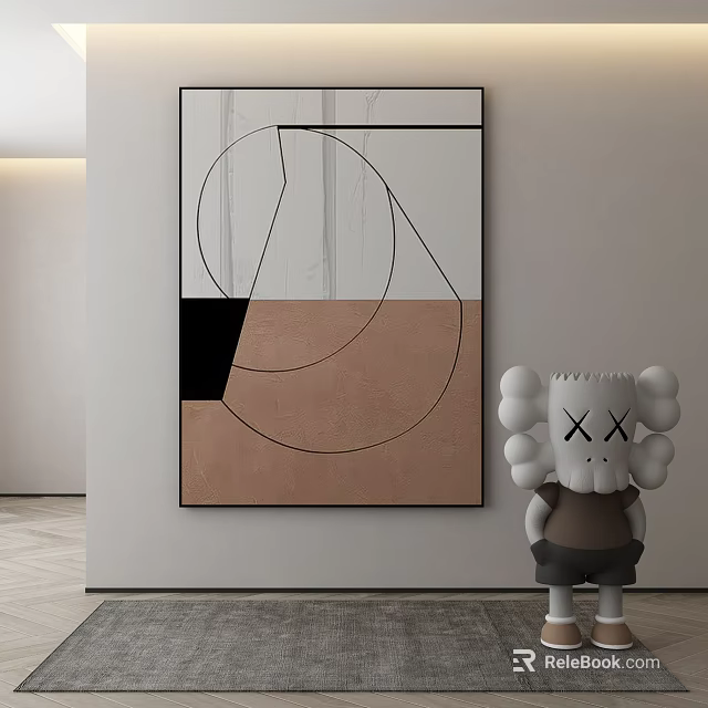 Cartoon Character Sculpture With Big Ears XX Face Brown Top And Black Shorts Modern Interior 3d model 