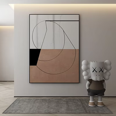 Cartoon Character Sculpture With Big Ears XX Face Brown Top And Black Shorts Modern Interior 3d model