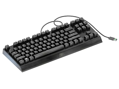 Black Wired Mechanical Keyboard with Ergonomic Design for Computer Gaming Use 3d model