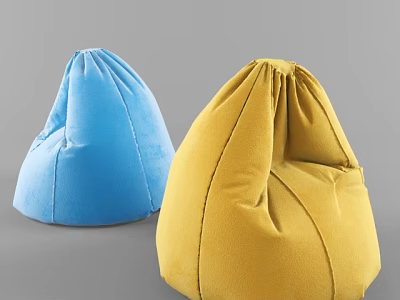 Blue and Yellow Velvet Bean Bag Chair for Comfortable Living Room Seating 3d model
