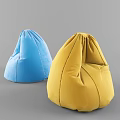 Blue and Yellow Velvet Bean Bag Chair for Comfortable Living Room Seating