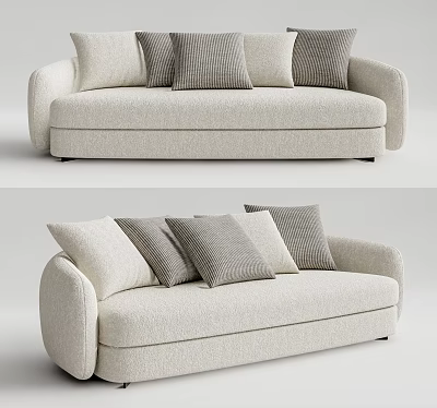 Modern Light Beige Upholstered Sectional Sofa With Gray Plush Cushions And Sleek Design 3d model
