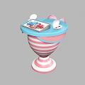 Decorative Trophy With Pink Bow Striped Design And Blue White Edges 3d model