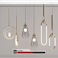 Modern Contemporary Pendant Lights Design With Various Shapes And Metallic Frames 3d model