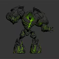 Detailed Rock Construct Mythical Creature With Green Glowing Muscular Body Elements 3d model