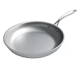 Silver Frying Pan With Ergonomic Handle And Smooth Cooking Surface 3d model
