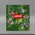 Vibrant Living Plant Wall Decorated With Colorful Flowers And Levi's Logo