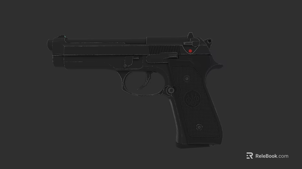 Black Modern Pistol 3D Model With Red Dot Sight And Textured Grip Design 3d model 