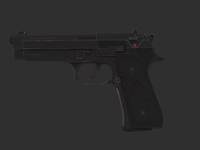 Black Modern Pistol 3D Model With Red Dot Sight And Textured Grip Design 3d model