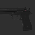Black Modern Pistol 3D Model With Red Dot Sight And Textured Grip Design