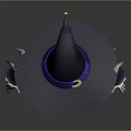 Magical Game Movie Character With Witch Hat Purple Ribbon Long Blonde Hair And Purple Outfit