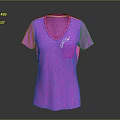 Purple V neck T shirt with front pocket and white logo design