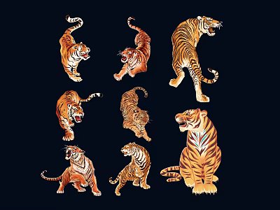 tigers white tigers fierce tigers northeast tigers south china tigers wild tigers 3d model