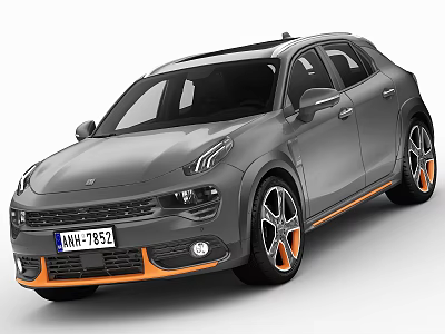 Gray Modern Crossover SUV With Orange Accent Wheels Sleek Body And Stylish Front Fascia 3d model