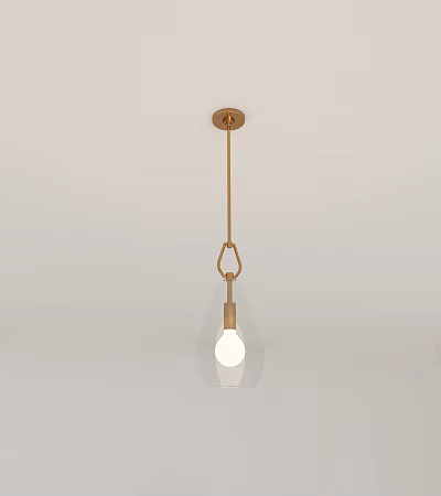 Modern Gold Pendant Light with Slender Rod and White Glass Shade for Contemporary Interior 3d model