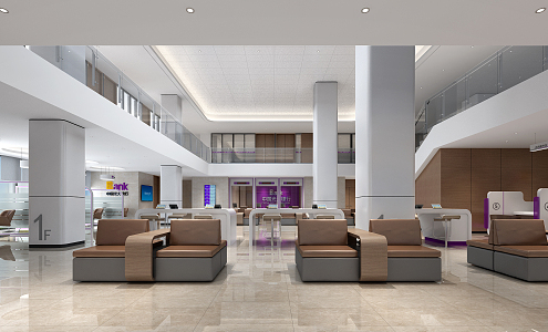 Modern Bank Lobby 3d model