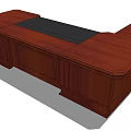 Classic Wooden Office Desk With Drawers Storage Cabinets And Black Surface Top