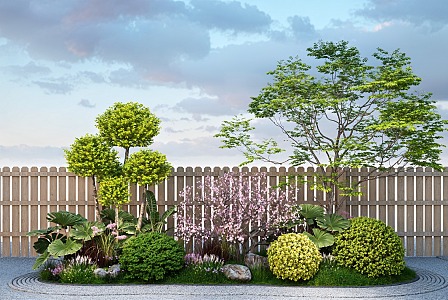 Modern Plant Groups Landscape Trees Arbor Shrub Ball Flower Border Green Plant Combination 3d model