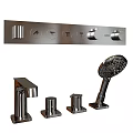 Modern Chrome Bathroom Faucet with Control Panel and Shower Components Design